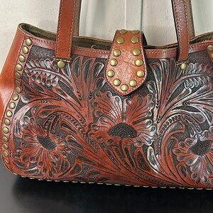 Leather Hand Tooled Shoulder Bag